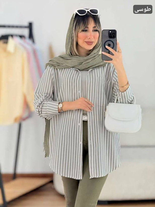 مانتو زنانه راه راه نخی